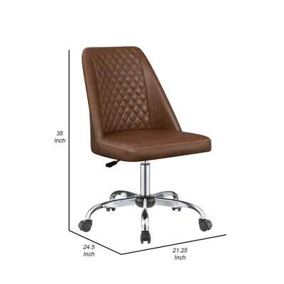 Executive Leatherette Swivel Office Chair with Diamond Stitching, Brown