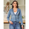 INSPIRE CHIC Women's Lapel Collar Long Sleeve One Button Work Denim Blazer - 2 of 4