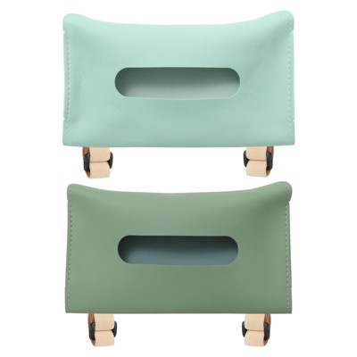 Unique Bargains Car Sun Visor Seat PU Leather Adjustable Elastic Straps Tissue Box Holders 2 Pcs