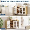 Garvee Farmhouse Coffee Bar Cabinet 55" with Adjustable Shelves, Glass Doors, Open Storage, Wood Sideboard - 4 of 4