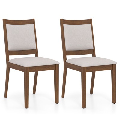 Tangkula Modern Dining Chair Set of 2 Upholstered Kitchen Chair w/ Padded Backrest & Seat