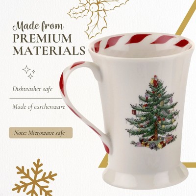 White Ceramic Christmas Tree Peppermint Mug and Coaster Set