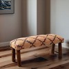 GDFStudio Martina Modern 45" Solid Wood and Jute Fabric Upholstered Bench - 3 of 4