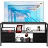 Jojoka Farmhouse TV Stand for TVs up to 50 Inch, Fabric Drawers Storage Organizers Chest,Black - 2 of 4