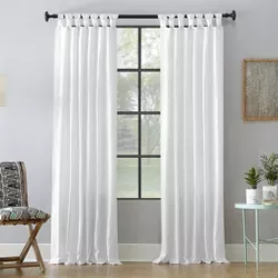 63"x52" Washed Cotton Twist Tab Light Filtering Curtain Panel White - Archaeo