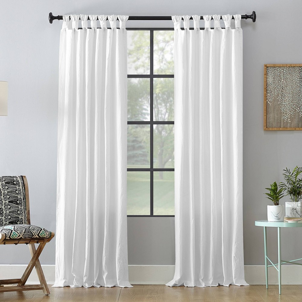 Photos - Curtains & Drapes 52"x108" Archaeo Light Filtering Washed Cotton Twist Tab Curtain Panel Whi