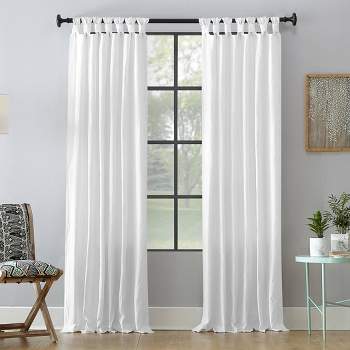 108"x52" Washed Cotton Twisted Tab Light Filtering Curtain Panel White - Archaeo