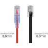 Monoprice SlimRun Cat6A Ethernet Patch Cable - Network Internet Cord - RJ45, Stranded, UTP, Pure Bare Copper Wire, 30AWG, 2ft, Red, 10-Pack - 3 of 4