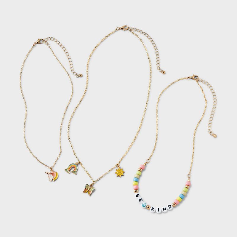 Girls&#39; 3pk Unicorn Rainbow Necklace Set - Cat &#38; Jack&#8482;, 3 of 5