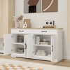 Sevobal Utility Storage Cabinets, Closed Cabinet with Doors and Internal Shelves for Living Room Kitchen Hallway, White, 55.9"*15.11"*32.08" - 3 of 4