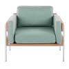 CAVINAS Polyester Accent Chair with Mid-Height Back and Wood Panel,Cozy Upholstered Living Room Chairs,Reading Chairs for Living Room,Green - 2 of 4