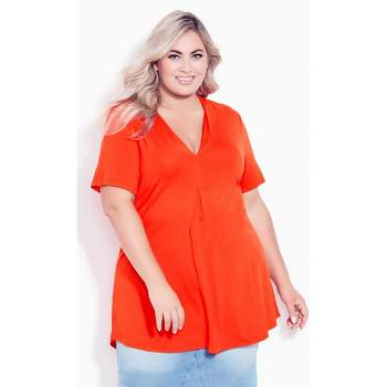 Women's Plus Size Kaylie Hi Lo Top  - Orange | AVENUE