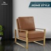 LeisureMod Jefferson Accent Arm Chair Upholstered in Faux Leather with Gold Stainless Steel Frame - 3 of 4