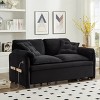 62" Queen 3-in-1 Modern Pull Out Convertible Sofa Bed - Black Velvet Sleeper with USB Ports & Side Pocket, Comfy Loveseat for Living Room - 4 of 4
