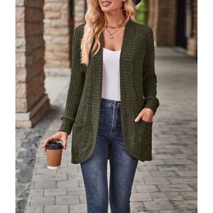 Women's Fashion Cardigan Sweater Lightweight Open Front Long Casual Jacket With Pockets - 1 of 4