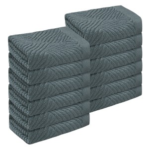 Unique Bargains Hotel Spa Bathroom Highly Absorbent Lightweight Striped Cotton Washcloths 12 Packs - 1 of 4