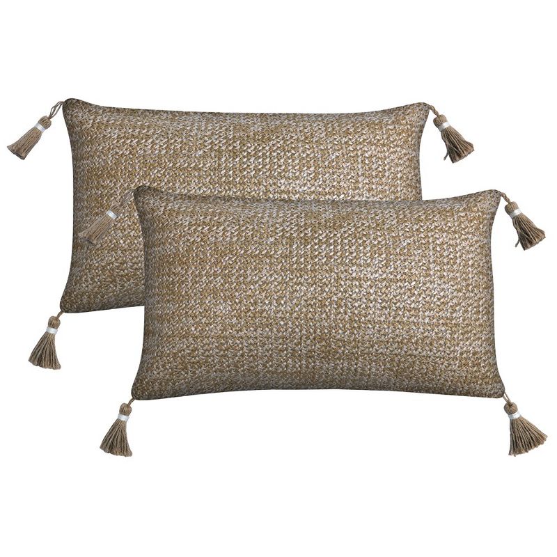 Honeycomb Outdoor Raffia Natural Toss Pillows (2-Pack), 1 of 3