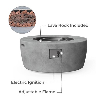 Gray 36" Round Concrete Propane Gas Fire Pit