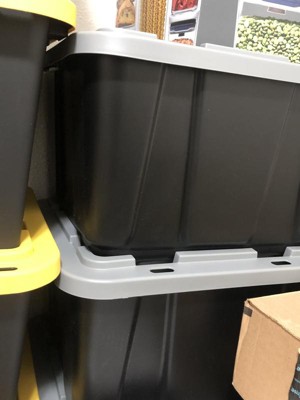 Dropship 27 Gallon Stackable Snap Lid Plastic Storage Bin; Black