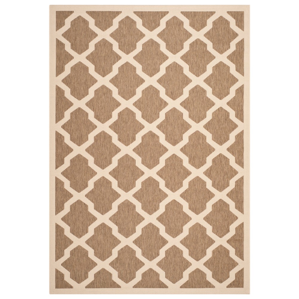 6'7inX9'6in Amherst Evie Outdoor Rug Brown/Bone - Safavieh