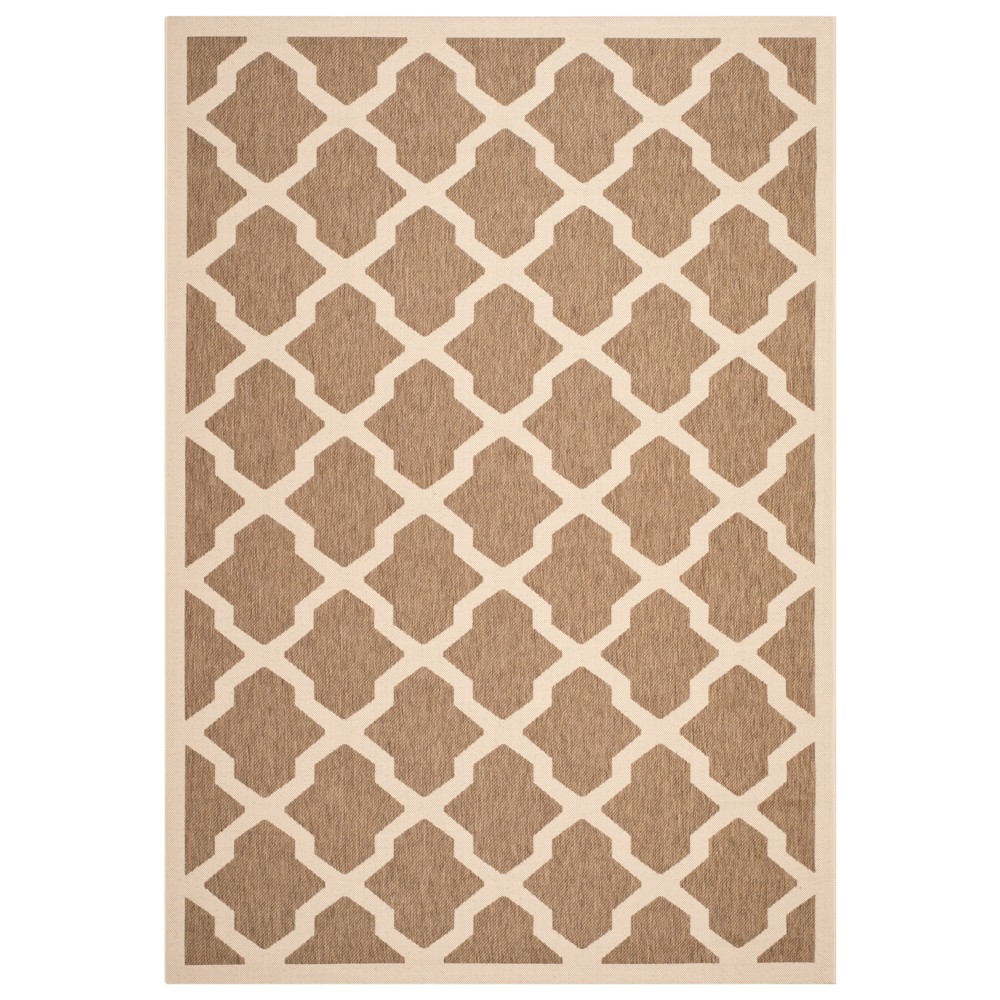 6'7inX9'6in Amherst Evie Outdoor Rug Brown/Bone - Safavieh