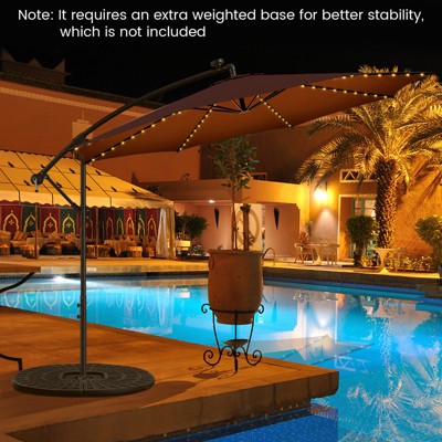 Coffee 10FT Solar-Lighted Cantilever Offset Patio Umbrella