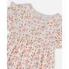 Deux par Deux Girl Cotton Pointelle Romper with Frills Printed White and Pink Flowers - 3 of 3