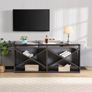 KIGFTSOD 70.87'' Farmhouse Console Table - X Shape Detachable ExtraLong with Storage for Entryway, Living Room, Foyer, Hallway - 1 of 4