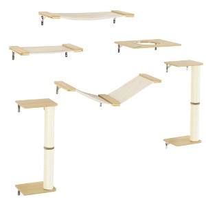 PawHut Unique Cat Tree Made From Cat Shelves with 8 Levels for More Height, Wall-Mounted Cat Tree Climbing Playground, Cat Hammocks, Modern Cat Tree - 1 of 4