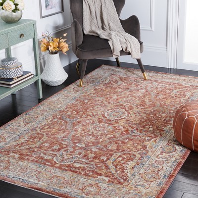 Valencia Red and Beige Hand-Knotted Synthetic Area Rug 4' x 6'