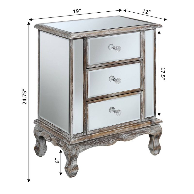 Gold Coast Vineyard Mirrored 3 Drawer End Table - Breighton Home, 5 of 6