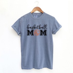 Simply Sage Market Women's Basketball Mom With Ball Short Sleeve Garment Dyed Tee - 1 of 4