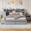Full Size Platform Bed with Desk and USB Ports, Bed with Headboard Storage and Nightstand, Storage Bed with Drawers, Wood Frame Bed-Baofuwish - 2 of 4
