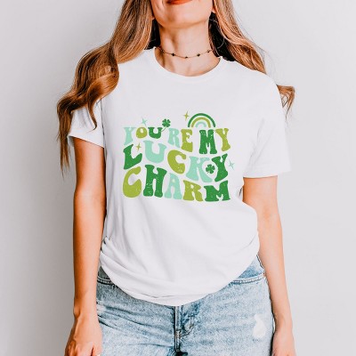 Simply Sage Market You're My Lucky Charm Short Sleeve Tee - XS - White