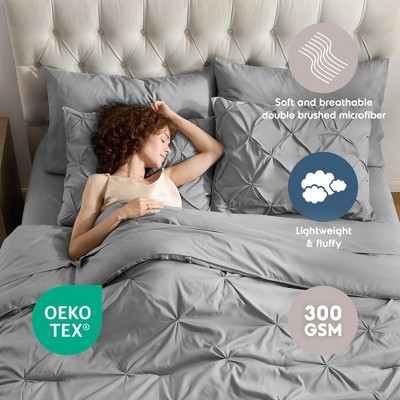Gray Queen Reversible Microfiber Bed in a Bag Set
