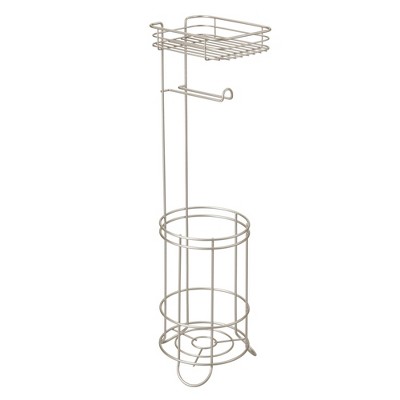 iDesign Toilet Paper Stand with Shelf and 2-Roll Reserve - Satin