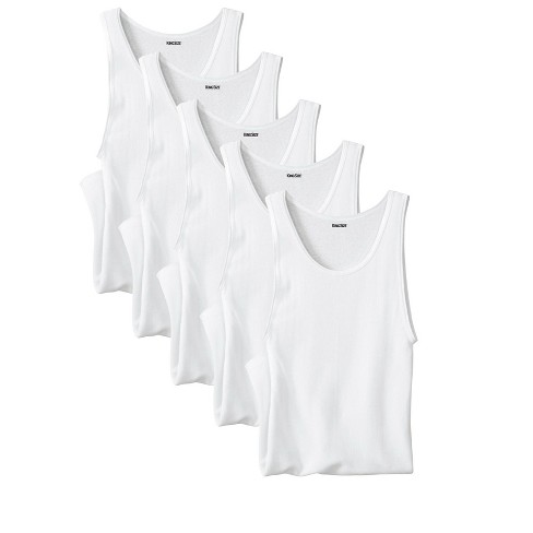 Hanes Ultimate Big Men’s White Tank Top Undershirt Pack, Cotton, 5-Pack,  (Big & Tall Sizes)