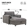 Single Chaise Lounge Sofa with Storage Ottoman, Sofa with Charging Port and Side Pockets, Chenille Fabric Sofa with Cushion-Coolbibila - 4 of 4