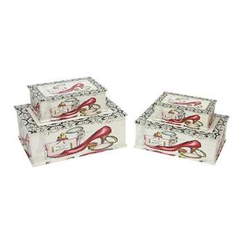 Northlight Set of 4 Vintage-Style French Fashion Decorative Wooden Storage Boxes 13.75"