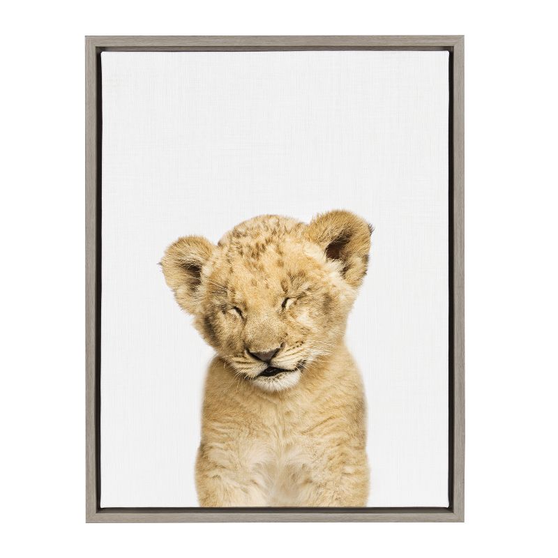 Sylvie Animal Studio Sleepy Lion Framed Canvas by Amy Peterson - Kate & Laurel All Things Decor, 1 of 6