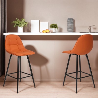 16.7"Counter Stools,Set of 2 Bar Stools with Back and Footrest, Modern Metal Counter Height Barstools White
