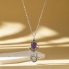 Gothic Moon Crystal Necklace - Black Crescent Pendant with Red & Purple Accents, Vintage Punk Jewelry - 3 of 4