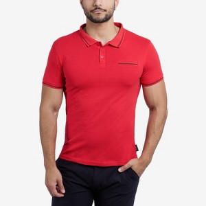 CULTURA Men's Short Sleeves 100% Cotton Polo With Jaquard Rib And Chest Rib Pocket - 1 of 4