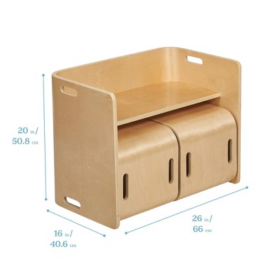 Natural Birch Multipurpose Kids Table and Chair Set, 3-Piece