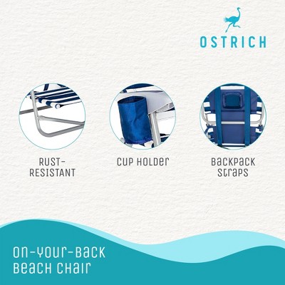 Blue Stripe Aluminum Reclining Camping Chair with Armrests