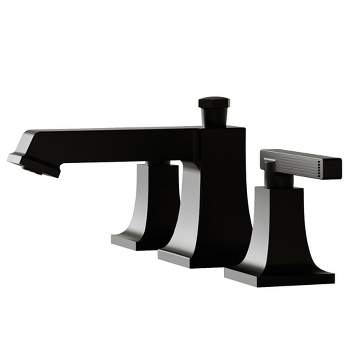 BWE 8 in. Widespread Double Handle Bathroom Faucet Water-Saving With Drain Kit In Matte Black