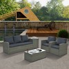 Patio Furniture, Outdoor Furniture, Seasonal PE Wicker Furniture,5 Set Wicker Furniture With Tempered Glass Table Top - 3 of 4