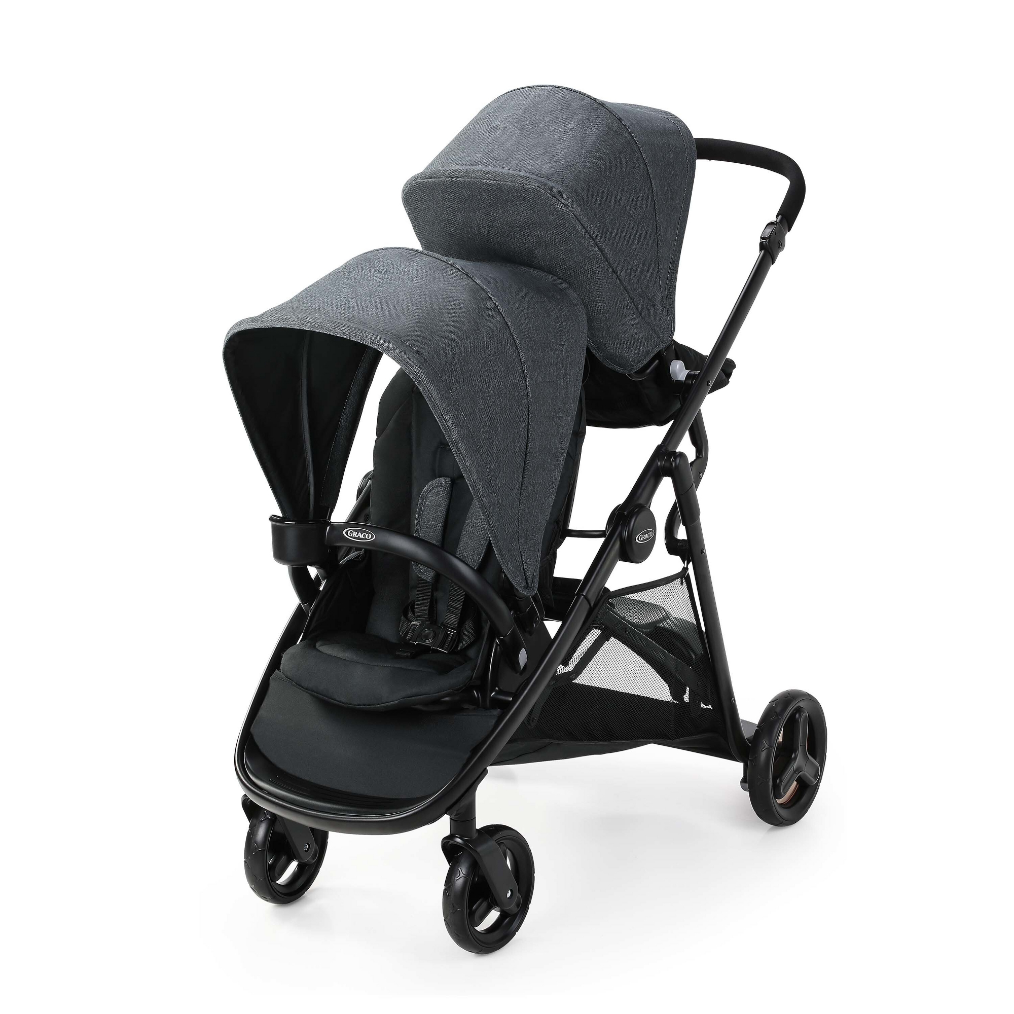 Graco Ready2Grow 2.0 Double Stroller - Rafa: Infant Car Seat Compatible, Umbrella Stroller with Removable Cup Holder