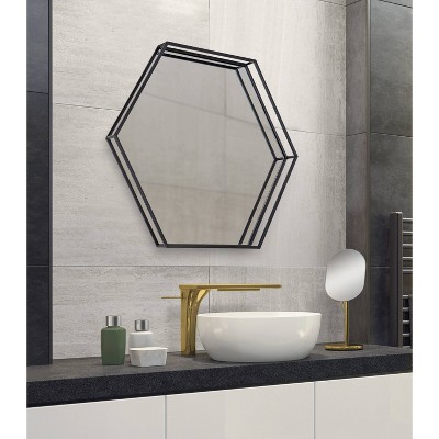 Elegant Hexagon Gold Metal Full-Length Mirror 30"x33"