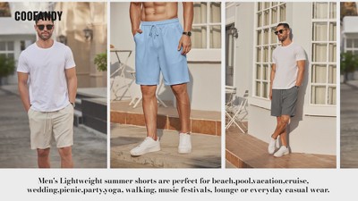 COOFANDY Men's Beach Shorts 9 inch Elastic Waist Drawstring Short Lightweight Regular Fit Casual Summer Shorts